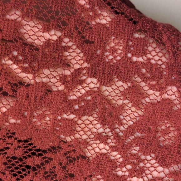 Lace and Sheer Crimson Top - Picture 3 of 5